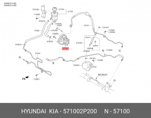 Насос гидроусилителя HYUNDAI Santa Fe (10-) KIA Sorento (09-) (2.4) OE 571002P200 HYUNDAI KIA