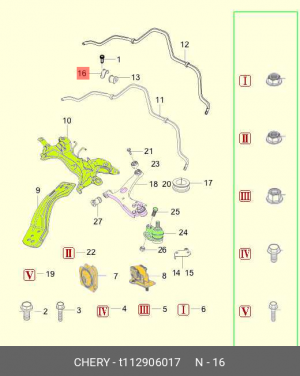 Кронштейн CHERY Tiggo (T11) втулки стабилизатора переднего OE T112906017 CHERY
