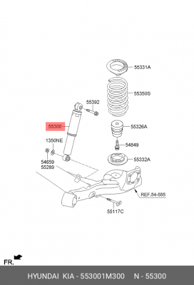 Амортизатор KIA Cerato (08-) задний левый/правый газовый OE 55300-1M300 HYUNDAI KIA