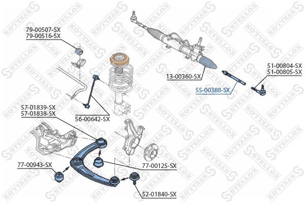 тяга рулевая!\ Citroen Berlingo, Peugeot Partner 1.6/1.6HDi 08> 55-00388-SX STELLOX