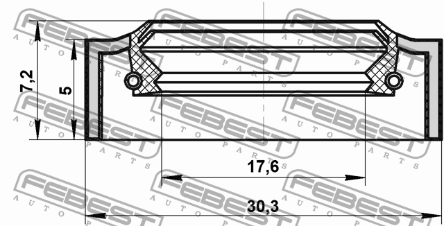 САЛЬНИК РУЛЕВОЙ РЕЙКИ 17.6X30.3X5X7.2 подходит для NISSAN WINGROAD/AD Y11 1999.0 95NAY-19300507X FEBEST