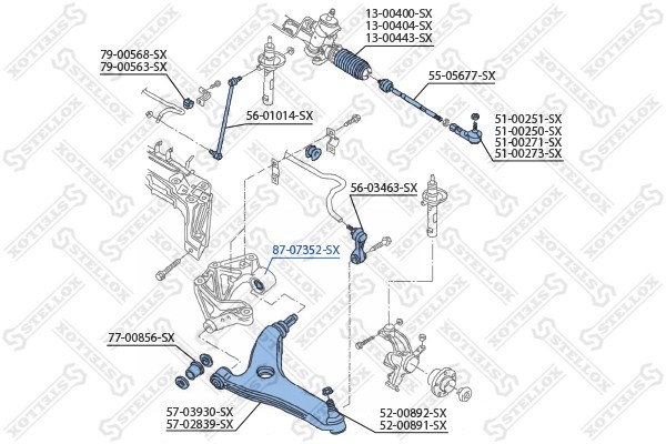 сайлентблок рычага зад.нижн.!\ Audi A2 1.4TDi 00> 87-07352-SX STELLOX