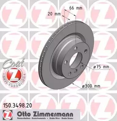 диск тормозной !задн. 300x20/66-5x120 \ BMW F22/F32 1.8-2.0D 11> 150.3498.20 ZIMMERMANN