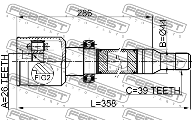 ШРУС внутренний правый с валом к-кт!\ Volvo S80 99-06 2711-S80RH FEBEST