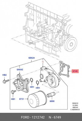 Прокладка FORD Focus радиатора масляного OE 1 212 742 FORD