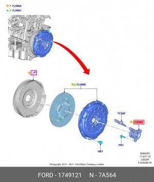 Подшипник выжимной FORD Transit (06-/11-) (2.2) гидравлический OE 1 749 121 FORD