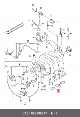 К-Т УПЛОТНЕНИЙ ВПУСК КОЛЛЕКТОРА (6 ШТ.) 06E198717 06E 198 717 VAG