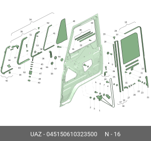 Стойка УАЗ-452 стекла опускного левая в сборе (ОАО УАЗ) 045150610323500 UAZ UAZ