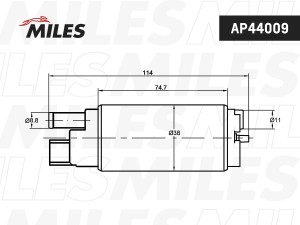 Насос топливный (3.5 bar) HYUNDAI/KIA/NISSAN/ (BOSCH 0986580908) AP44009 AP44009 MILES
