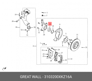 Подшипник ступицы HAVAL H6,F7 передней OE 3103200XKZ16A GREAT WALL
