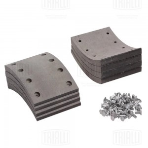 Накладка тормозная для а/м ЗиЛ 130 с заклепками (8 шт.) R0 140х204 "TRIALLI" BLT0600 TRIALLI