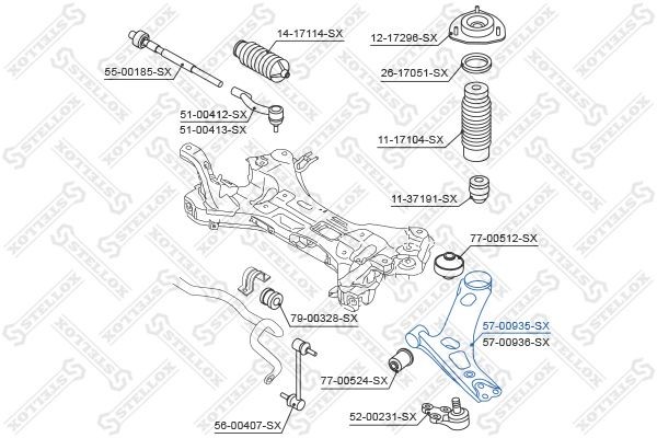 рычаг левый !\Hyundai i40 CW (VF) 2011/07> 57-00935-SX STELLOX