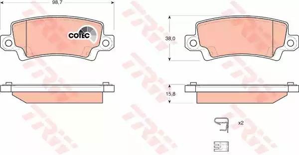 Колодки тормозные TOYOTA Corolla (02-) задние (4шт.) TRW GDB3289 TRW