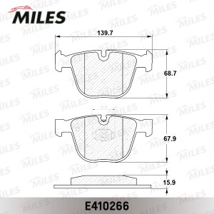 Колодки тормозные задние (без датчика) (Смесь Low-Metallic) (BMW E60/E61/E65/E66 E410266 MILES