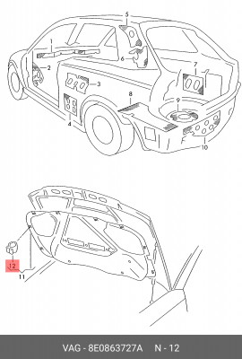 Пистон VW AUDI OE 8E0 863 727 A VAG
