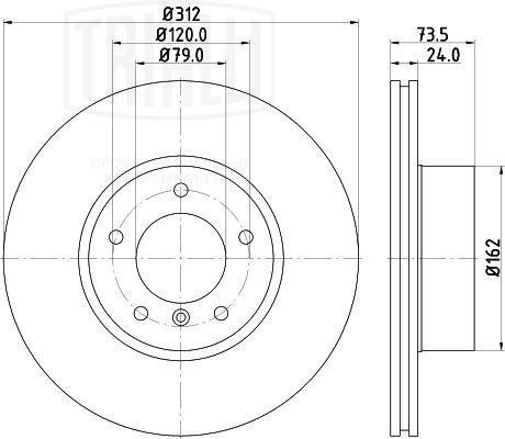 Диск торм. BMW 1 F20,F21 (11-),2 F22 (13-),X1 E84 (09-) перед. d312 DF 261008 DF 261008 TRIALLI