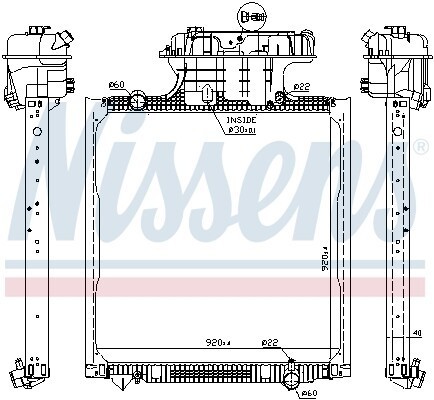 радиатор системы охлаждения !938х920х42 \MAN TGA 18/26 04/00 --> 62873 NISSENS