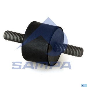 Подушка RENAULT Premium крепления радиатора (бочонок, резьба с двух сторон M10)  080074 SAMPA