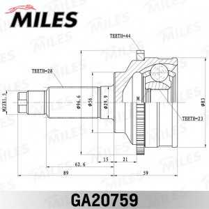 ШРУС наружный АКПП ABS Mazda 626 GF 1.8/2.0 97 (GKN 305460) GA20759 GA20759 MILES