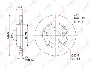 Диск тормозной передний (276x26) подходит для MITSUBISHI Lancer(CY/X) 1.5-2.0 08 BN-1091 LYNXAUTO