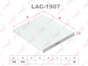 Фильтр салонный подходит для HYUNDAI i30 1.6 11 / ix35 1.6-2.0D 10 / Tucson 2.0- LAC-1907 LYNXAUTO