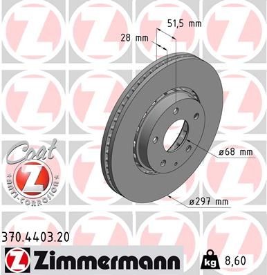 диск тормозной !перед. 297x28/52-5x114 \ Mazda 6/CX-5 2.0/2.2TD 11> 370.4403.20 ZIMMERMANN