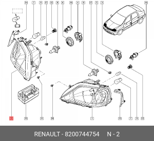 Фара RENAULT Logan (09-) правая OE 8200744754 RENAULT