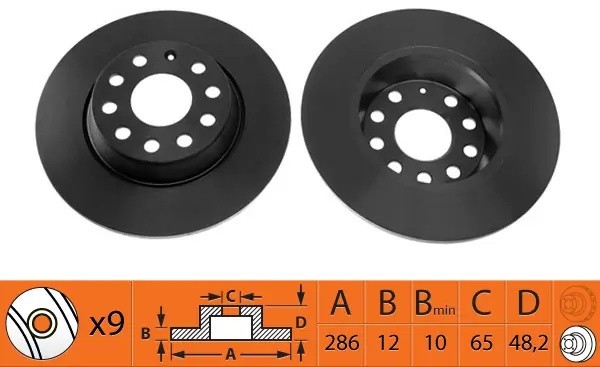 Диск тормозной задний AUDI A3/SKODA OCTAVIA/YETI/VW GOLF V/VI/PASSAT/TIGUAN BR33 BR33131 SB NAGAMOCHI