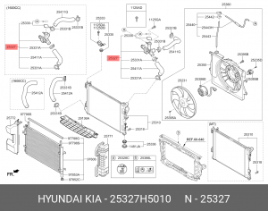 Горловина HYUNDAI Solaris (19-) радиатора OE 25327H5010 HYUNDAI KIA