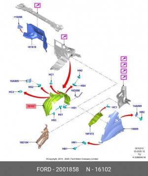 Подкрылок FORD Transit (13-16) передний правый OE 2001858 FORD