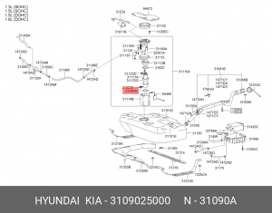 Фильтр топливный HYUNDAI Accent (99-),Verna (сетка) (в баке) OE 3109025000 HYUNDAI KIA