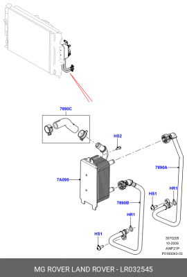ШЛАНГ МАСЛЯНОГО РАДИАТОРА LR032545 LR032545 LAND ROVER