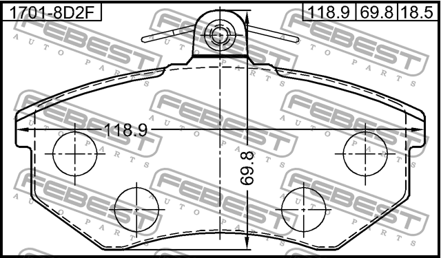 Колодки тормозные передние 1701-8D2F FEBEST