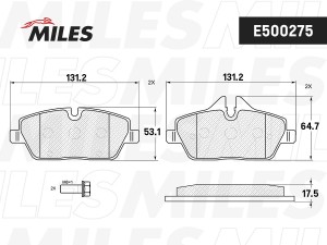 Колодки тормозные передние (Смесь CERAMIC серия PRO) BMW E81/E87/MINI COOPER 04- E500275 MILES