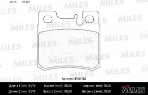 Колодки тормозные задние (без датчика) (Смесь Low-Metallic) MERCEDES W210/W202/W E410462 MILES