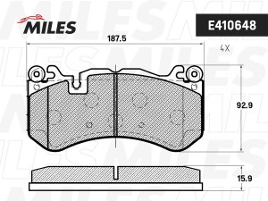 Колодки тормозные передние (Смесь Low-Metallic) W204/W211/W212/R230 63/65AMG 06- E410648 MILES