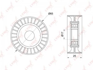 Ролик приводного ремня PEUGEOT 308,508 CITROEN Berlingo,C3,C4 натяжителя (с демп PB-5365 LYNXAUTO
