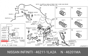 шланг тормозной! левый передний\ Nissan 46211-1LA2A NISSAN