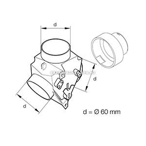разветлитель воздуховода !с заслонкой, D=60mm\ EBERSPAECHER 33000174 EBERSPACHER