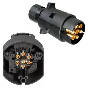 Розетка фаркопа (7 контактов) "AIRLINE" (12В, пластик, с вилкой+гайка) ATE-46 AIRLINE