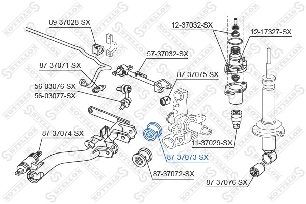 сайлентблок зад. продол. рычага наружн.!\Honda Civic EU/EP/ES 01> 87-37073-SX STELLOX
