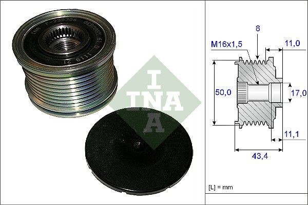 Шкив генератора MERCEDES ML280CDI-350CDI W164, G350CDI W463 11- 535010810 535 0108 10 INA