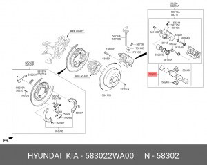 Колодки тормозные KIA Sorento (12-) задние (4шт.) OE 583022WA00 HYUNDAI KIA