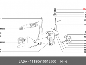 Втулка ВАЗ-1118 кнопки замка двери АвтоВАЗ 11180-6105129-00 LADA VAZ