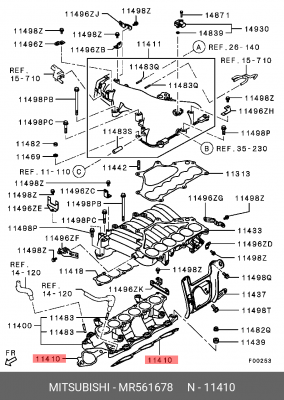 Прокладка коллектора MITSUBISHI Pajero (3.0 V6) впускного OE MR561678 MITSUBISHI
