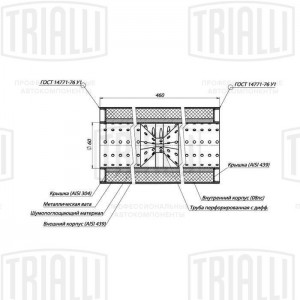 Пламегаситель универс. 100/460-60 с перф. диффузором (нерж. сталь) (ESM 10046060 ESM 10046060D TRIALLI
