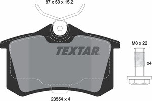 Колодки тормозные VW AUDI SEAT SKODA задние (4шт.) TEXTAR 2355412 TEXTAR