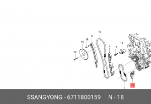 Натяжитель цепи SSANGYONG Actyon (10-),Actyon Sport (12-),Rexton (12-) (D20F/R)  6711800159 SSANG YONG