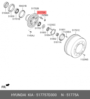 Шпилька колеса HYUNDAI HD170,270,450,500 переднего OE 517757D300 HYUNDAI KIA