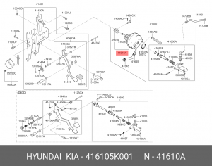 Усилитель вакуумный HYUNDAI HD65,78,County ЕВРО-3 сцепления OE 416105K001 HYUNDAI KIA